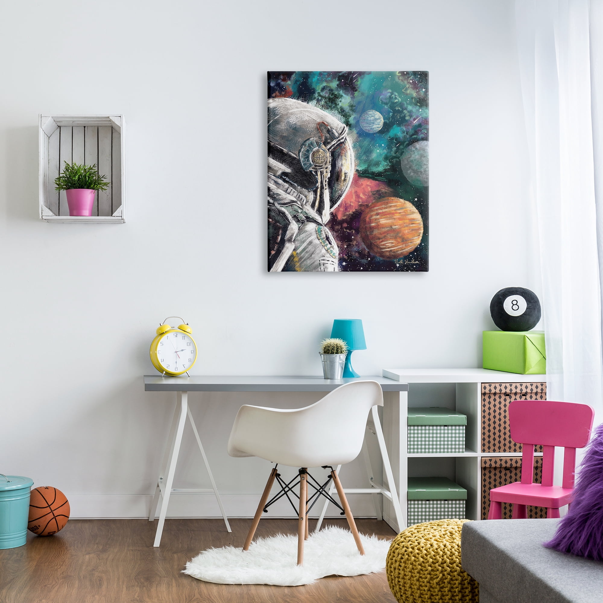 Stupell Industries Astronaut & Outer Space Novelty Painting Gallery Wrapped Canvas Art Print Wall Art, 30 x 40