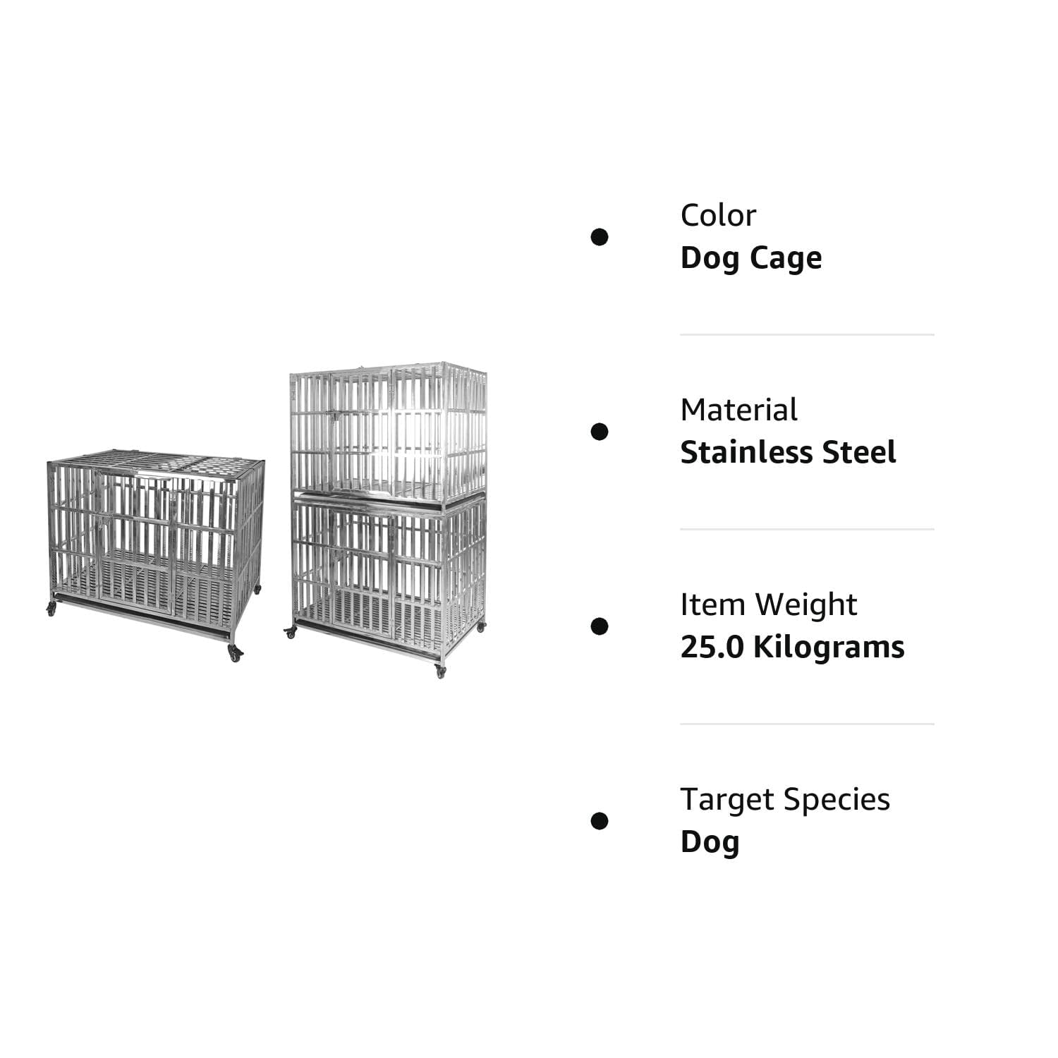 Confote Stackable Heavy Duty Dog Cage Pet Stainless Steel Crate for Small Dogs with Tray in-Door Foldable, Portable for Animal Out-Door Travel,42"