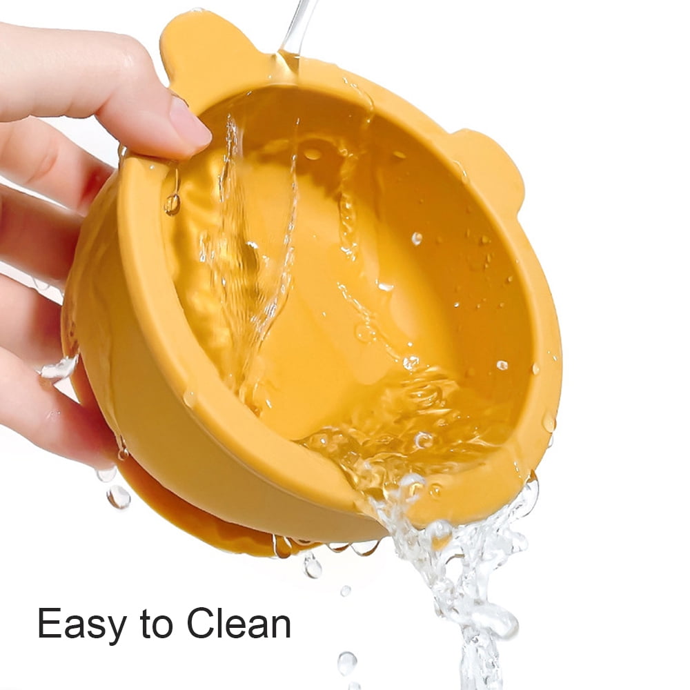 NFTIGB Silicone Suction Baby Bowl with Spoon Set, BPA-Free Dishwasher Microwave Safe, Toddler Self Feeding Food Storage Dish Blue 5.51 inches / 14 cm