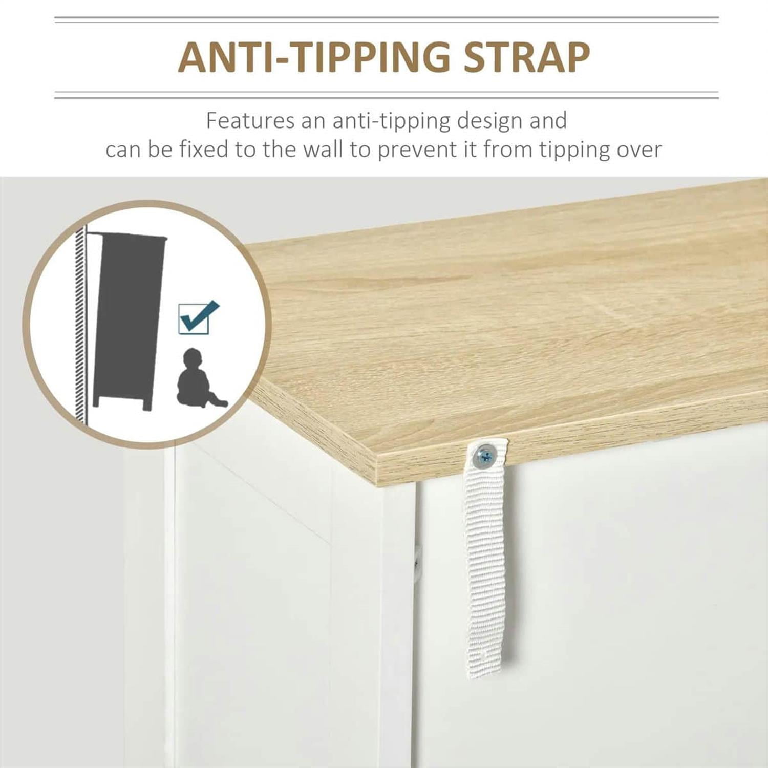 Demi Bonn 31" Storage Cabinet, Dual Door Cupboard with 2 Adjustable Shelves, Living Room, Bedroom, Hallway, Space-Saving Storage, White