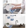 thumbnail image 5 of Blue Blooms Floral Kitchen Dish Towels for Drying Dishes Set of 2, Farmhouse Spring Flowers Botanical Waffle Weave Microfiber Hand Tea Bathroom Towels Quick Dry & Absorbent Towel 12x12, 5 of 7