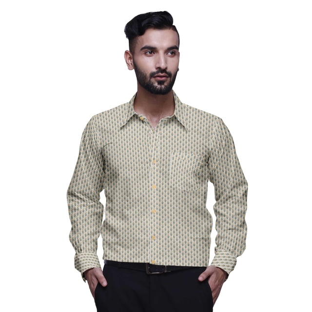BESTMAN Printed Cotton Shirts For Men Long Sleeve Slim Fit Formal Shirt For Boy