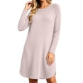 thumbnail image 2 of Vmberlty Women's Fall Winter Dresses Solid Color Ribbed Long Sleeve Midi Dresses Casual Outfits for Home and Party Occasions, 2 of 7