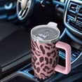 thumbnail image 4 of Leopard 40oz Coffee Mug with Straw Lid, Handle and Insulated Steel Body, Leak Proof Gift Cup, 4 of 5