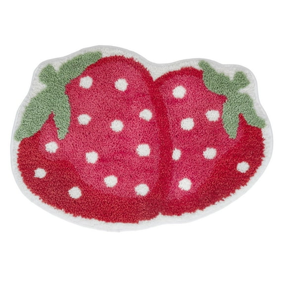 VCNY Home Red Strawberry Shaped Tufted Bath Rug, 18" x 27