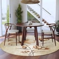 thumbnail image 4 of Round Area Rug 8 Ft, Brown Ombre Daisy Washable Non-Slip Circle Carpet for Living Room/Bedroom, Farmhouse Vintage Floral Botanical Collection Low-Profile Large Area Rugs for Indoor, 4 of 7