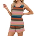thumbnail image 5 of BOMYJESK Summer Sets Tank Square Neck Sleeveless Lightweight Matching Striped Print Lounge Short Sets Cute Lightweight High Waisted Beach Vacation Clothes with Pockets 2026 Orange XXXL, 5 of 8