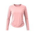 thumbnail image 5 of Scyoekwg Fitted Workout Tops for Women Raglan Side Drawstring Athletic Shirts Long Sleeve Slim Running Workout Casual Tee (Pink,XL), 5 of 9