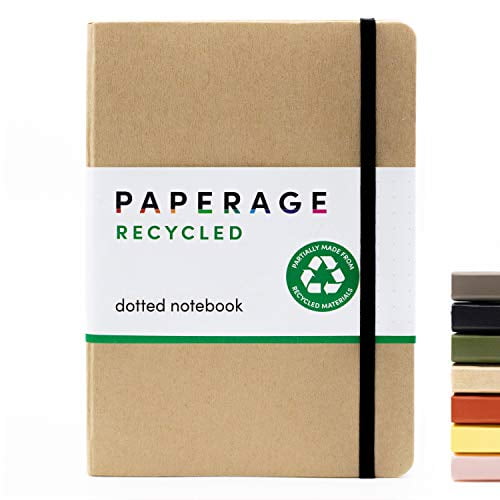 Recycled Dotted Notebook Journal Hardcover with Elastic Closure and