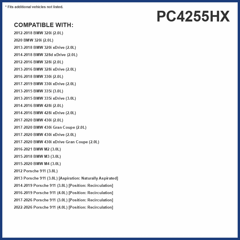 PUREFLOW PC4255HX HEPA Cabin Air Filter | Fits 2012-2016 BMW 328i 2.0L, Porsche 911 3.4L; 2013-2016 328i xDrive 2.0L, Boxster 2.7L, 3.4L, M135i 3.0L; 2017-2026 911 3.0L