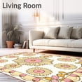 thumbnail image 2 of ODIKA 2'x3' Machine Washable Non-Slip Area Rug, Daisy Art Nouveau Floral Medallion High Traffic Rug with Pad, Pink, 535328, 2 of 8