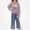Purple, variant on DJDLJWCJ 2 Piece Girls Casual Outfit Sets Bow Print Long Sleeve Crewneck Sweatshirt with Elastic Waist Wide Leg Pants Set Pink Size 12M