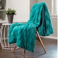 thumbnail image 4 of Chanasya Super Soft Fuzzy Faux Fur Elegant Rectangular Embossed Throw Blanket | Fluffy Plush Sherpa Cozy Microfiber Turquoise Blanket for Bed Couch Living Room Fall Winter Spring (50" x 65") - Skyteal, 4 of 10