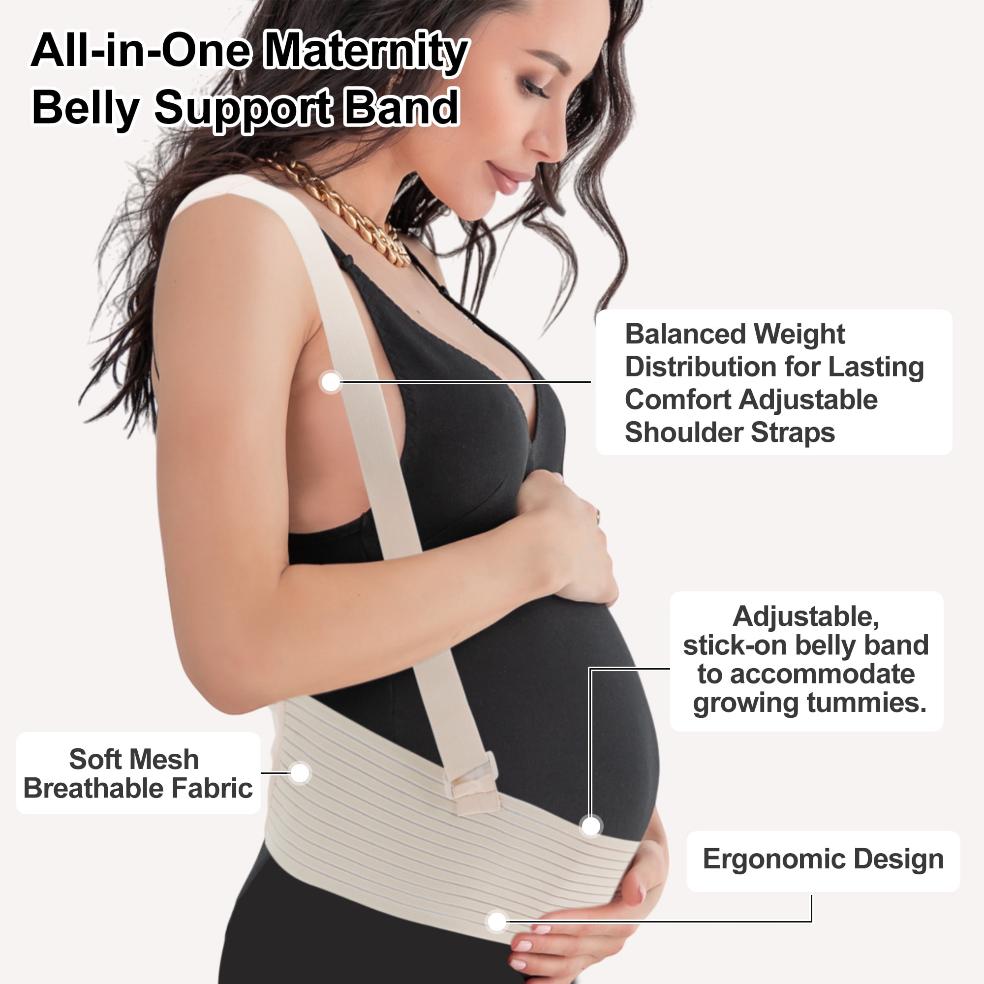 Unique Bargains Maternity Belly Band with Adjustable Straps 1 Pc Large Apricot