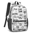 thumbnail image 2 of Basketball and Heart White Pattern 17" School Backpacks for Teens,Waterproof Oxford Fabric,S-Shape Padded Straps for School,Travel,Hiking,Camping, 2 of 6