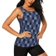 thumbnail image 2 of Easygdp Blue Gingham Buffalo Check Women's Workout Tank Top, Running Top, Hiking Shirt, Quick-Dry for Running, Yoga, Hiking - Large, 2 of 9