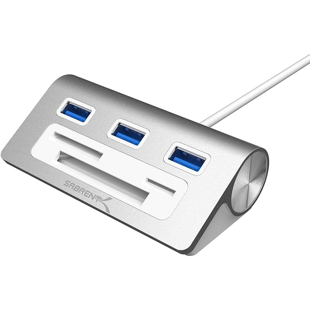 Sabrent Premium 3 Port Aluminum USB 3.0 Hub with MultiIn1 Card Reader
