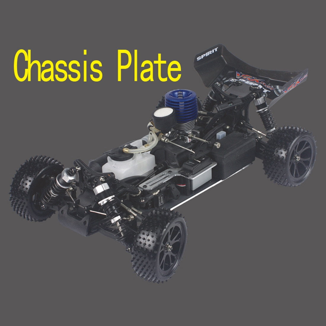 RH1007 1/10 Scale 4WD Nitro Powered Off-Road RC Buggy, 2.4G 60km/h High Speed RC Truck with 2.4G FS-FT Radio Controller, 2-Speed Transmission & Force .18 Engine for Adults - RTR