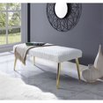 thumbnail image 1 of Nathaniel White Faux Fur Bench - Upholstered - Gold Metal Legs, 1 of 9