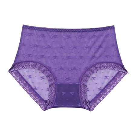 

Womens Panties Breathable Cute Mesh Jacquard Bow Mid Waist Plus Size Elegant Underpanties For Women