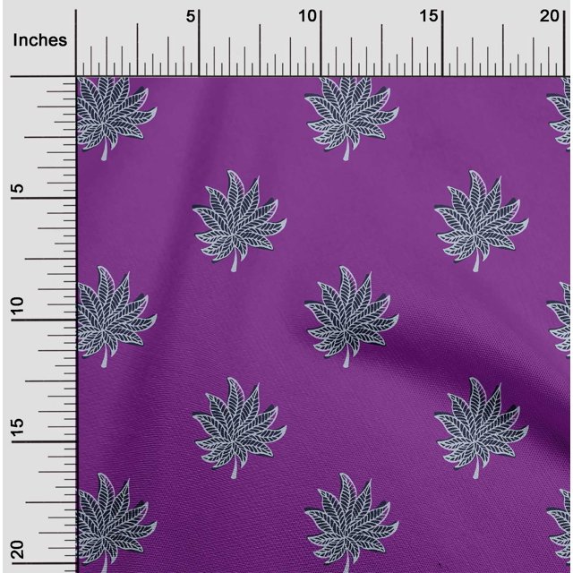 oneOone Tissu Georgette Viscose Imprimé Feuilles au Mètre 42 Pouces de Large