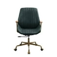 thumbnail image 2 of Vintage Top Grain Leather Swivel Office Chair, Adjustable Height Computer Chair with Wooden Armrest and 5-Stars Base, Curved Tufted Upholstered Task Chair Armchair with Ergonomic Backrest, Dark Green, 2 of 6