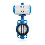 UNOX Pneumatic Actuated Butterfly Valve Wafer Type DN50 (2) Double Acting 230 PSI (16 Bar), Iron Disc with GGG-40.3 Sfero Casting Body - EPDM Seat for Water Air