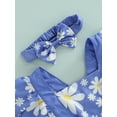 thumbnail image 6 of Franhais Newborn Girl Fly Sleeve Flower Pattern Elastic Waist Bodysuit + Cute Bow-Knot Headband Set, 6 of 9