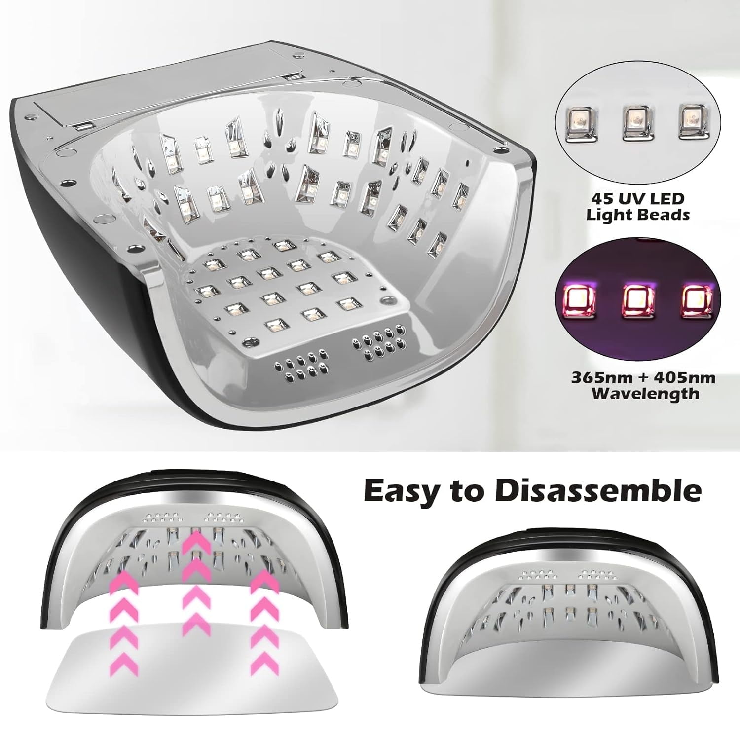 90W Professional Wireless Cordless Rechargeable UV LED Nail Lamp,Nail Lamp Gel Nail Curing Dryer Light for Nails with 45 Beads,4 Timer Setting LCD Display Nail Polish Machine