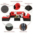 thumbnail image 3 of 6PCS Outdoor Patio Rattan Furniture Set Cushioned Sectional Sofa Red, 3 of 10