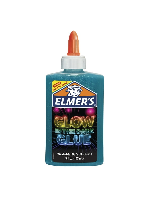 Elmers Glow-in-the-Dark Liquid Glue, Washable, Blue, 5 Ounces, Great for Making Slime