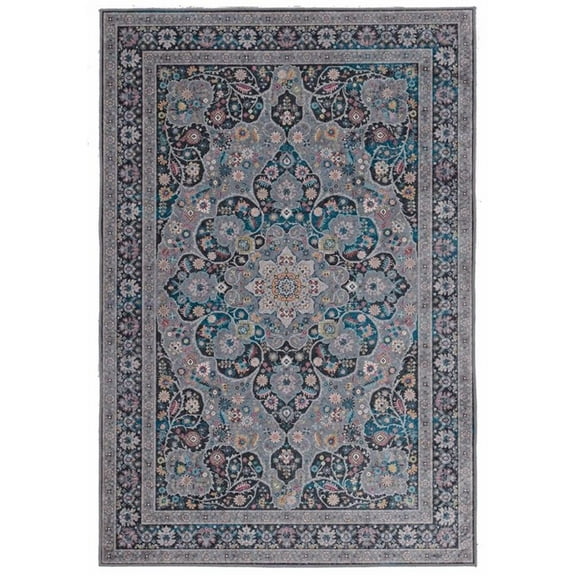 Riverbay Furniture Traditional Woven Polyester 3'3"x5' Rug in Gray