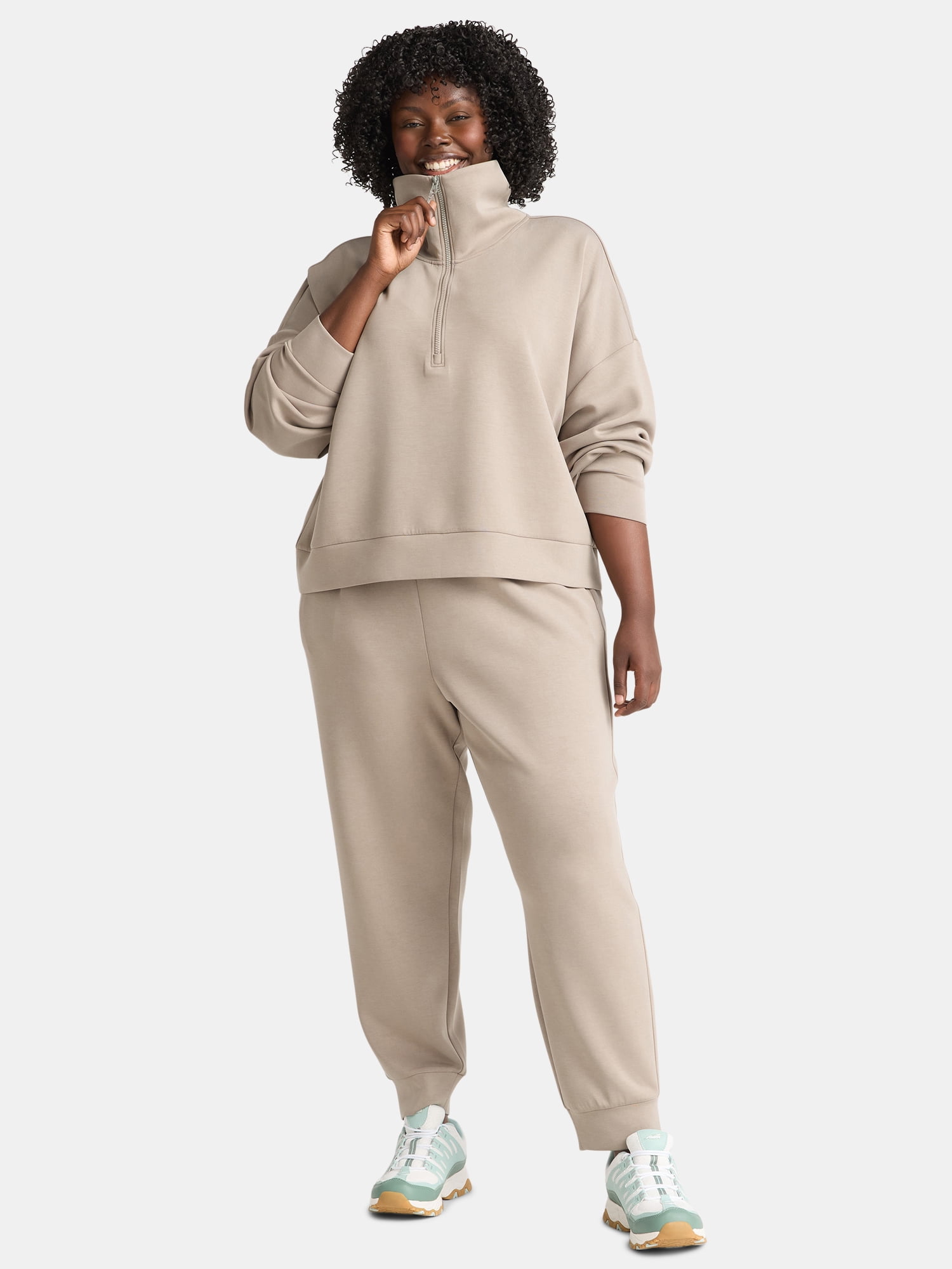 Avia Women's and Women's Plus ScubaKnit Quarter Zip Pullover, Sizes XS-4X