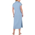 thumbnail image 2 of Women Summer Casual Midi Dresses Short Sleeve V Neck Loose Split Beach Vacation Tshirt Maxi Dress Blue M, 2 of 5