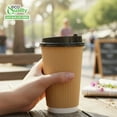 thumbnail image 4 of [150 Pack] 16oz Disposable RippIe Paper Hot Coffee Cups with Black Dome Lids - Double Walled Insulated Disposable Hot Tea Cups - Bio Degradable, Eco Friendly, Beverage, To Go, Large Coffee Cups, 4 of 8