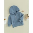 thumbnail image 2 of Toddler Baby Boys Girls Half-zip Hoodies Solid Color Long Sleeve Hooded Sweatshirt Pullovers Fall Winter Tops, 2 of 8