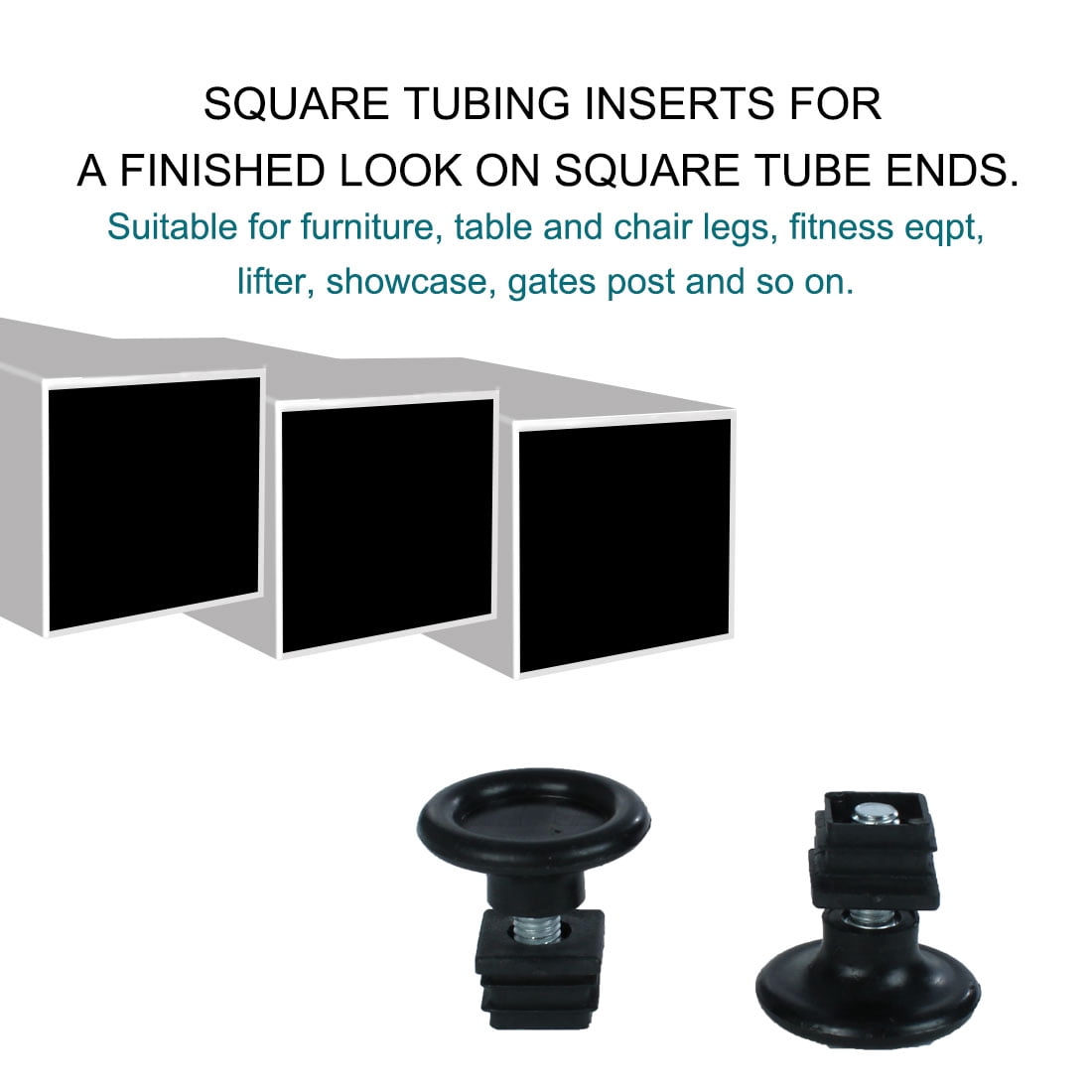 Unique Bargains 10Pcs Adjustable Feet Square Inserts Furniture Glide Black 0.79" x 0.79"