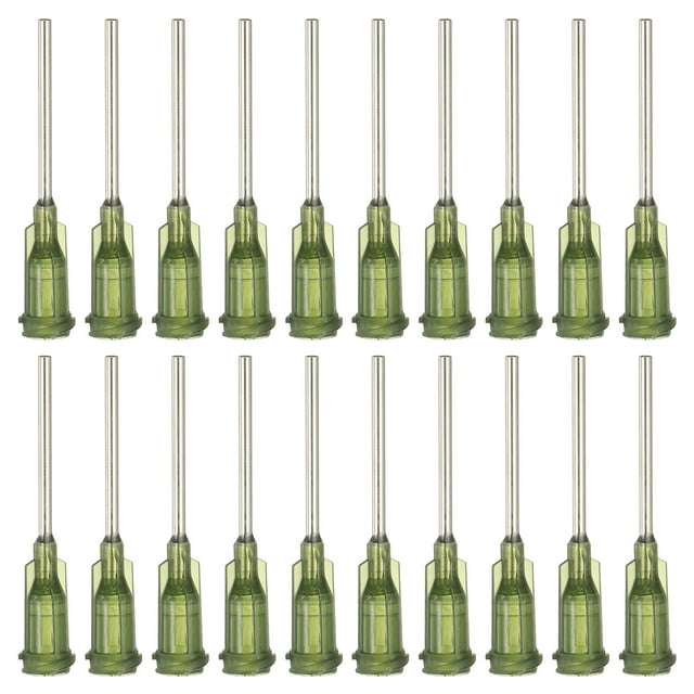 14Ga Dispensing Needles, 52PCS 1 Inch Industrial Blunt Tip Dispensing Needle Syringes with Luer Lock Needle for Refilling Liquid Inks Adhesive Glue Oil,Dark Green