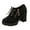 Black, variant on Chunky High Heel Combat Boots for Women Stylish Platform Lace Up Ankle Boots Casual Suede Low Top Heeled Dress Shoes Black Size 6