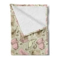 thumbnail image 2 of Cartoon Soft Flannel Fleece Blanket, Abstract Modern Image of Tea Pots Cups Cakes Croissants Bakery Image, Cozy Plush for Indoor and Outdoor Use, 50" x 70", Grey Pale Pink and White, by Ambesonne, 2 of 5
