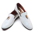 thumbnail image 6 of Santimon Mens Loafers Metallic Glitter Slip-on Casual Shoes Moccasins Leather Dress Shoes White 9.5 US, 6 of 9