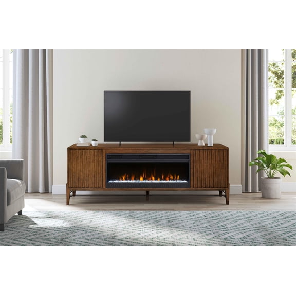 76" Traditional Fireplace Console Entertainment Fully Assembled Black