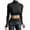 Black, variant on Womens Slim Fit Solid Color tee High Neck Cropped T Shirt Casual Long Sleeve Summer Fashion Pullover Modern Trendy Style top