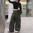thumbnail image 5 of Coerni Cargo Pants for Tween Girls Y2K Streetwear Cargo Parachute Pants Elastic Waist Loose Trousers Hip Hop Oversized Trousers, 5 of 7