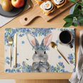 thumbnail image 2 of Easter Placemats Set of 12, Spring Rabbit Blue Botanical Flowers Farmhouse Placemats for Dining Table, Place Mats for Kitchen Tabletop, Waterproof Wipeable Dining Table Mats Set, 2 of 9