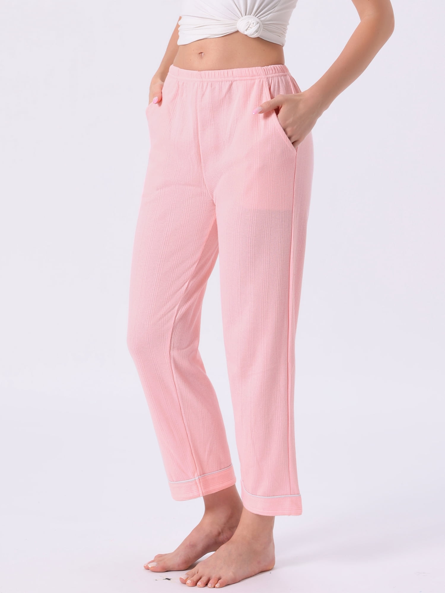 DARING DIVA Women's Cotton Knit Ribbed Elastic Waist Loungewear XS Pink