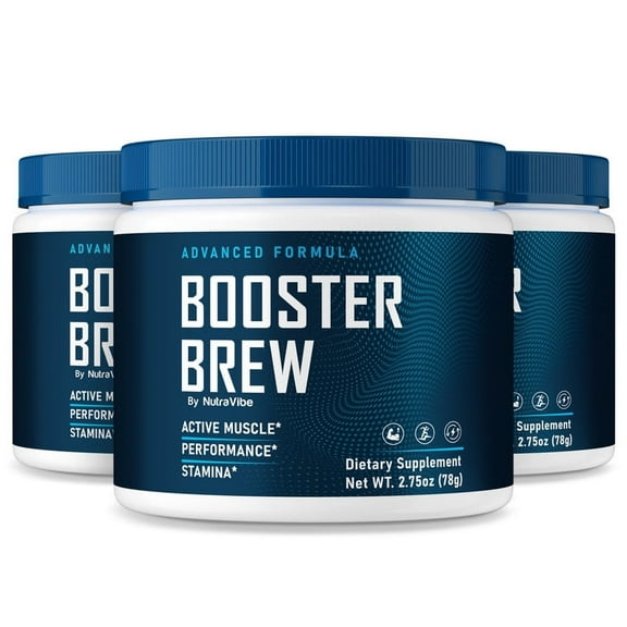 (3 Pack) Booster Brew – Original BoosterBrew Powder with a Natural Daily Blend for Energy & Wellness | Easy-to-Mix and Great Tasting (90 Servings)