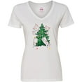 thumbnail image 3 of Inktastic Kawaii Cats Christmas Tree Women's V-Neck T-Shirt, 3 of 5