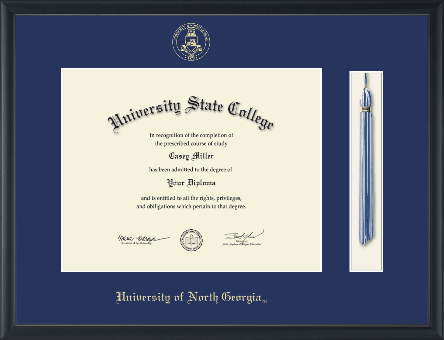 University of North Tassel Diploma Frame, Document Size 14" x