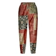 thumbnail image 5 of VNKIDY Womens Vintage Floral Print High Waist Drawstring Elastic Waist Harem Pants Side Pocket Loose Fit Lightweight Casual Trousers For Summer Daily Wear Brown L, 5 of 9
